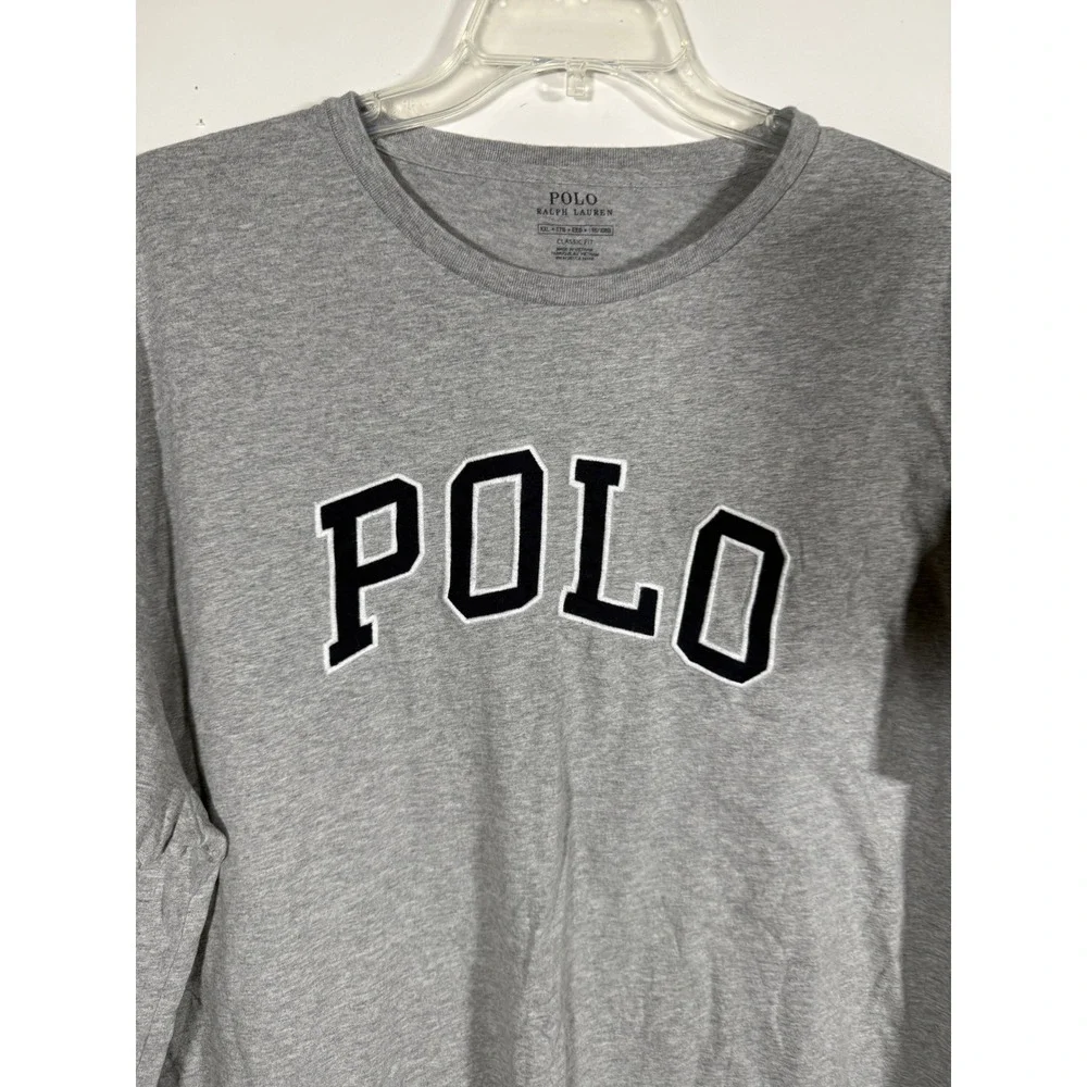 Polo Ralph Lauren Mens T-Shirt XXL Gray Classic Fit USA Flag Patch Logo Tee
